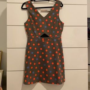 Lush polka Dot dress with front cutout! So fun and bright. With slip.